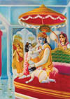 This time, Narada Muni saw that Lord Krsna was engaged as an affectionate father petting His small children.
