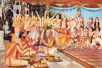 The joyous vibrations at Krsna's birth ceremony could be heard in all the pasturing grounds and houses.