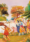  Krsna brought forward the cows and played on His flute through the forest of vrndavana.