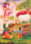 King Indra from the heavenly planet appeared before Krsna from a secluded place .