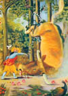Being kicked by Krsna, AriHasura rolled over and began to move his legs violently.