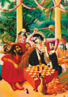 Balarama took  a club in His hand and without further talk struck Rukmi on the head. 