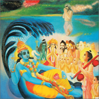 Akrura saw Balarama turned into Sesa Naga and Krsna turned into Maha-Visnu.